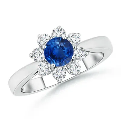 Angara Tapered Shank Sapphire And Diamond Flower Ring