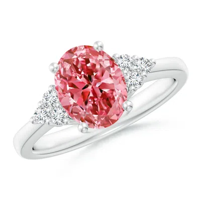 Angara Solitaire Oval Fancy Intense Pink And White Diamond Promise Ring