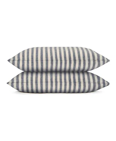 Piglet In Bed Pembroke Stripe Linen Blend Pillowcases, Standard In Gray