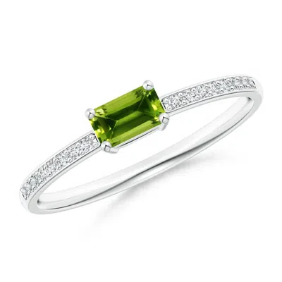 Angara East-west Emerald-cut Peridot Solitaire Ring