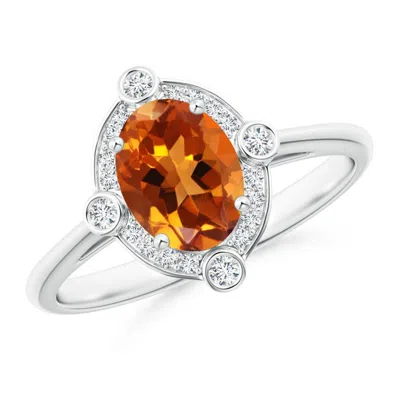 Angara Deco Inspired Oval Citrine And Diamond Halo Ring