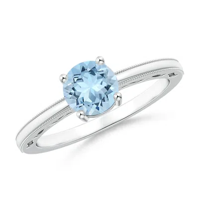Angara Vintage Style Aquamarine Solitaire Ring With Milgrain
