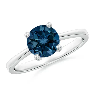 Angara Reverse Tapered Shank London Blue Topaz Solitaire Ring