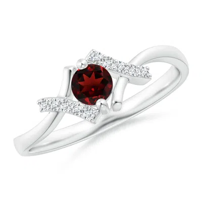 Angara Solitaire Garnet Bypass Promise Ring With Diamond Accents