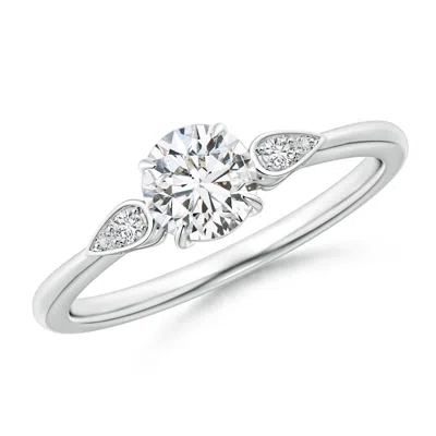 Angara Round Diamond Trilogy Engagement Ring With Pear Motifs