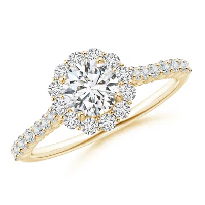 Angara Classic Round Diamond Halo Ring With Accents