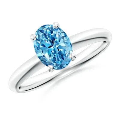 Angara Oval Fancy Intense Blue Diamond Solitaire Knife-edge Shank Engagement Ring