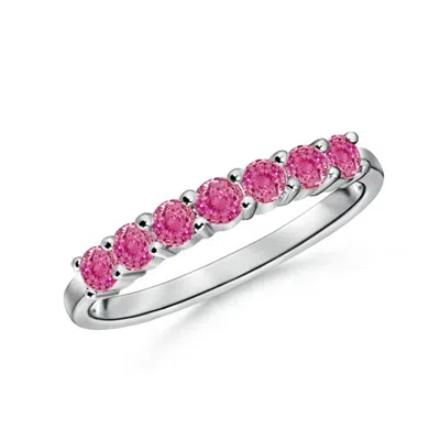 Angara Half Eternity Seven Stone Pink Sapphire Wedding Band