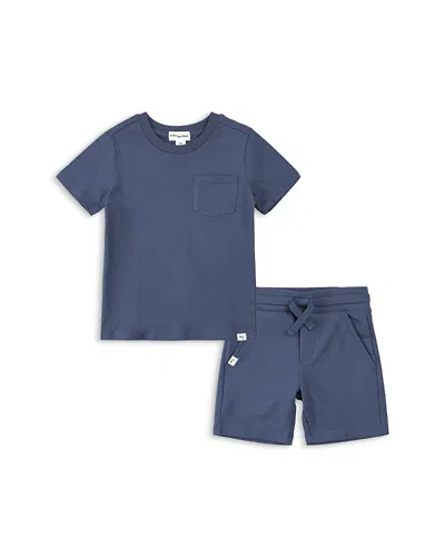 Miles The Label Boys' Miles Basics Tee & Shorts Set - Little Kid In Blue