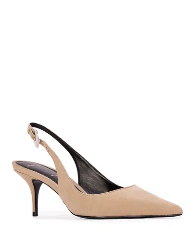 Black Suede Studio Women's Pointed Slingback Pumps In Gold