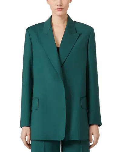 Max Mara Green Wool Canvas Jacket With Belt In Green