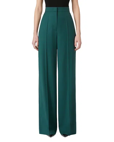 Max Mara Fernet Wide Leg Wool Pants In Green