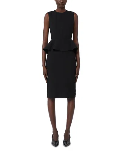 Max Mara Fitted Knee-length Dress Featuring Peplum Detail In Black