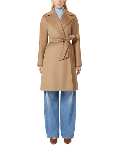 Max Mara Wool Belted Midi Coat In Brown