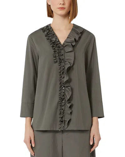 Max Mara Cotton Poplin Shirt In Gray