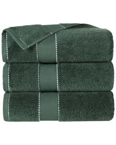 Superior Set Of 3 Niles Giza Cotton Dobby Ultra-plush Thick Soft Absorbent Bath Towels In Green