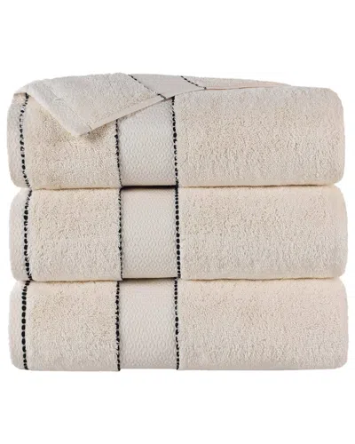 Superior Set Of 3 Niles Giza Cotton Dobby Ultra-plush Thick Soft Absorbent Bath Towels In Neutral