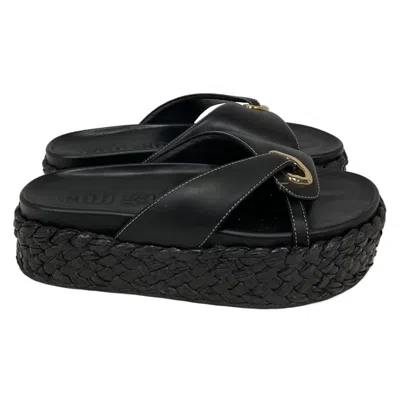 Cult Gaia Blythe Platform Sandals In Black Leather In Black