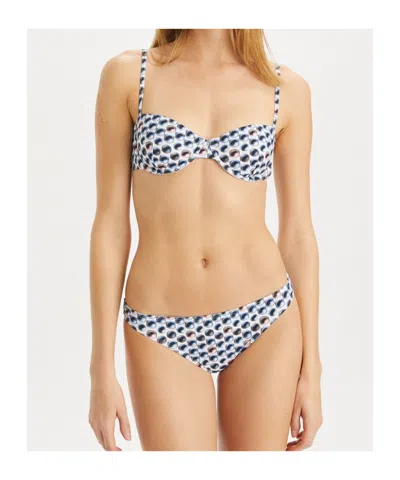Tory Burch Printed Bikini Bottom In Blue