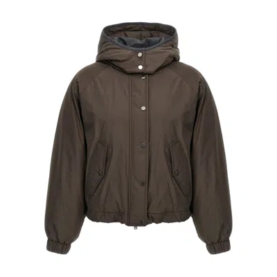 Brunello Cucinelli Cropped Down Jacket Casual Jackets And Parka Brown