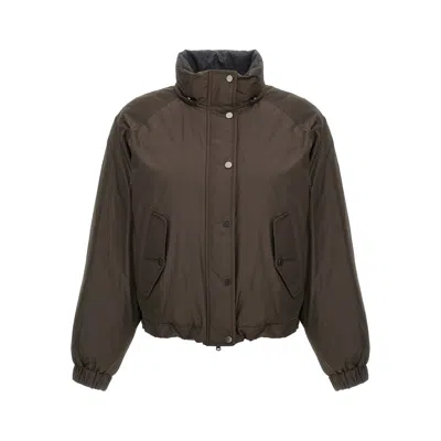 Brunello Cucinelli Cropped Down Jacket Casual Jackets And Parka Brown