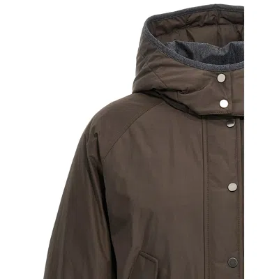 Brunello Cucinelli Cropped Down Jacket Casual Jackets And Parka Brown
