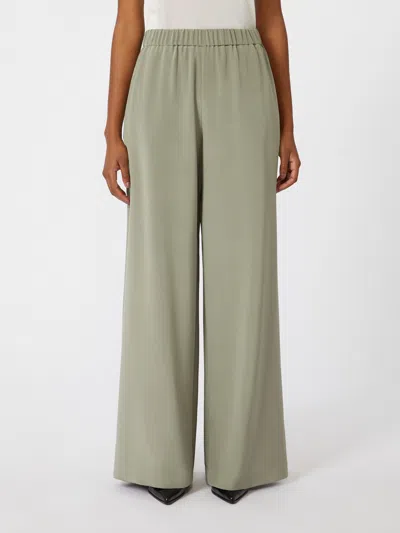 Max Mara Comfortable Trousers In Stretch Crêpe De Chine In Green