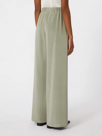 Max Mara Comfortable Trousers In Stretch Crêpe De Chine In Green