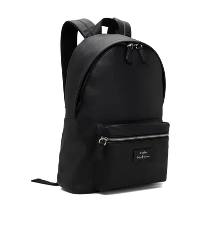 Polo Ralph Lauren Large Dome-shaped Backpack In Smooth Leather In Black