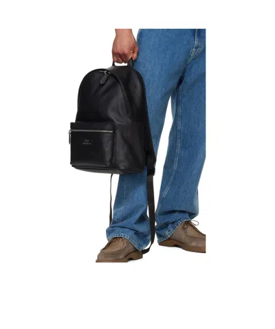 Polo Ralph Lauren Large Dome-shaped Backpack In Smooth Leather In Black