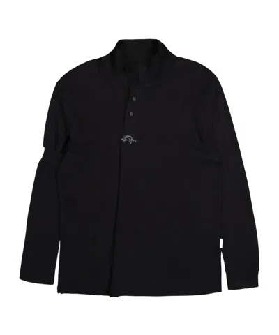 Prototypes Twisted Long Sleeve Polo In Black