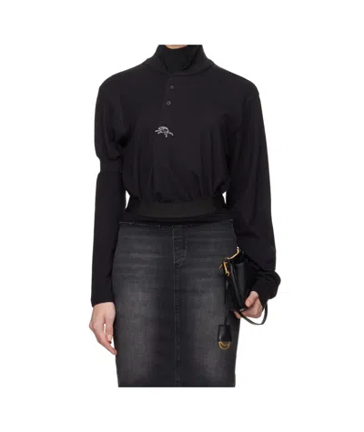 Prototypes Twisted Long Sleeve Polo In Black