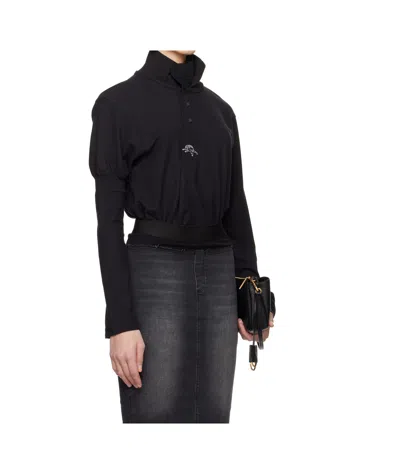 Prototypes Twisted Long Sleeve Polo In Black