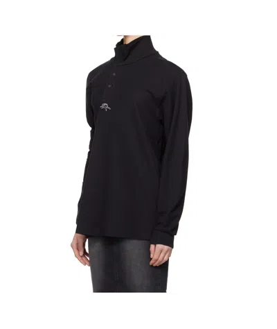 Prototypes Twisted Long Sleeve Polo In Black