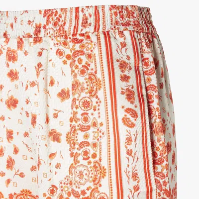 Fendi Technical Cotton Shorts With Coral Bandana Print In Multi