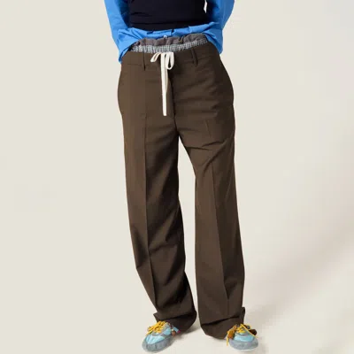 Miu Miu Superfine Wool Pants In Brown