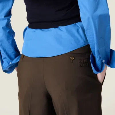 Miu Miu Superfine Wool Pants In Brown