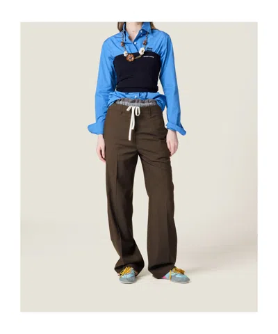 Miu Miu Superfine Wool Pants In Brown