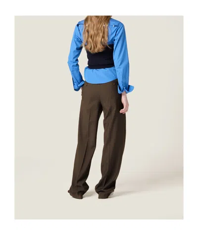 Miu Miu Superfine Wool Pants In Brown