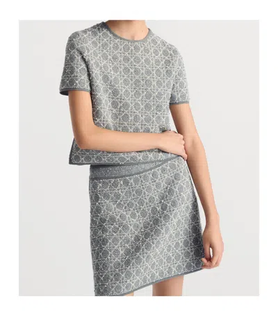Dior Macrocannage Short-sleeved Top In Gray