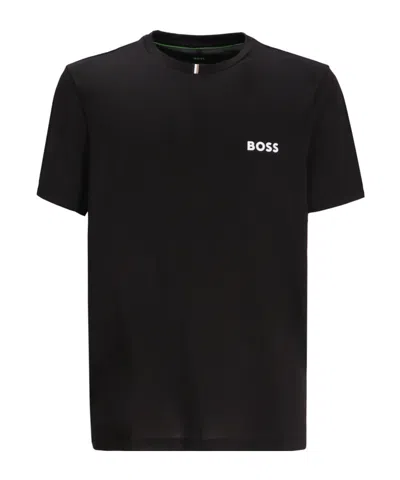 Hugo Boss Slim-fit T-shirt With Popcorn Stripe Fabric In Black