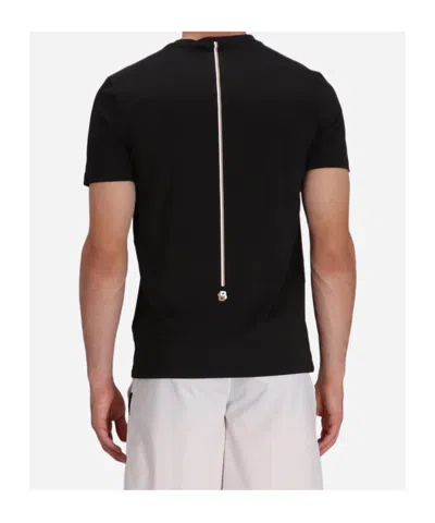 Hugo Boss Slim-fit T-shirt With Popcorn Stripe Fabric In Black
