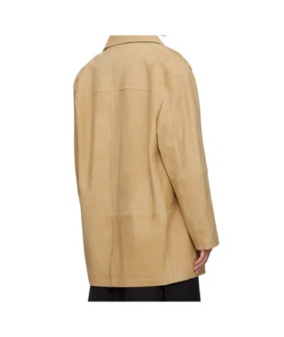 Dunst Tan Suede Half Leather Jacket In Brown
