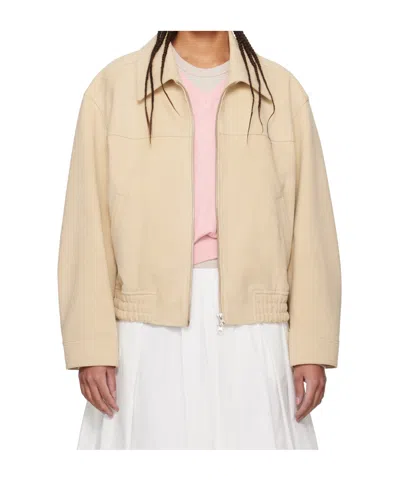Dunst Beige Collared Faux-suede Jacket