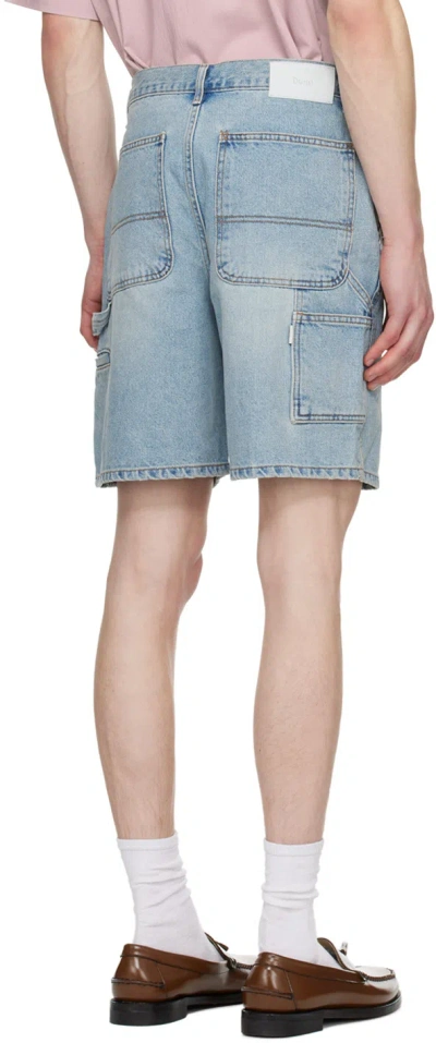 Dunst Blue Curved Denim Shorts In Blue