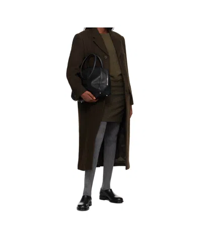 Dunst Brown 3 Button Boucle Wool Coat In Animal Print