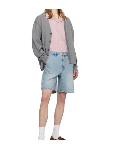 Dunst Blue Curved Denim Shorts In Blue