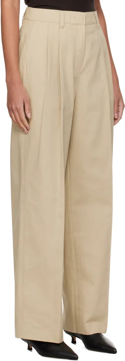 Dunst Beige Double-pleated Chino Trousers In Brown