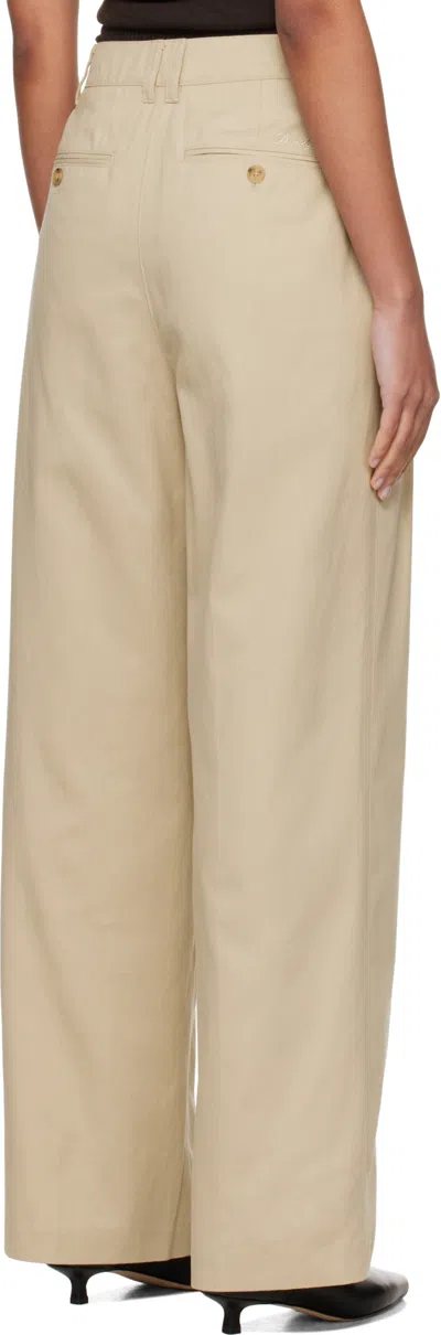Dunst Beige Double-pleated Chino Trousers In Brown