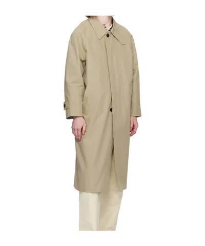 Dunst Unisex Cotton Blend Mac Coat In Brown